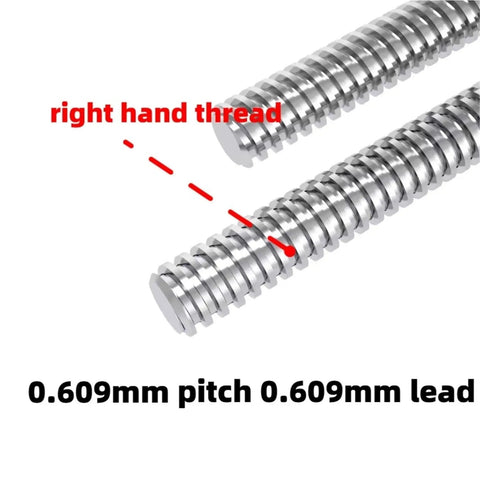 Tr3.5x0.609 Trapezoidal Lead Screw With Nylon Nut For 3D Printers, 0.609mm Pitch And Lead, 100mm Length, 304 Stainless Steel close-up
