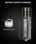Pocket EDC USB C Rechargeable Flashlight With Magnetic Clip Bright White LED At 6500K 850mAh Battery shown with charging port