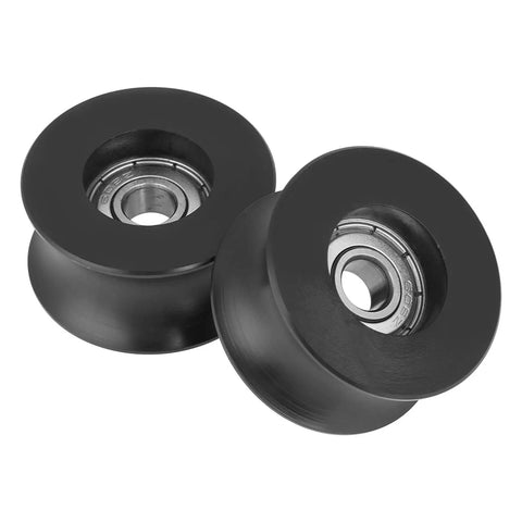 Four Piece 2 Inch U Shaped Nylon Pulley Wheels Set 40mm Grooved U Type Rollers With Bearings 8x40x20mm For Driving Mechanical Equipment And Doors And Windows Smooth Quiet Operation And Heavy Duty Durable Pulleys, close-up