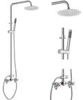 Outdoor Shower Kit With 8 Inch Rainfall Head, Handheld Sprayer, Exposed Shower Pipe, Two Handle Faucet, Solid Brass and Stainless