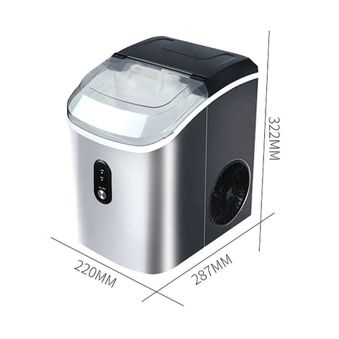 Countertop Nugget Ice Maker Delivers 34 Pounds Daily With One Touch Control And Self Clean Wash, silver stainless steel design.