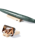 French Marble Rolling Pin with Wooden Resting Base 15 Inch Nonstick Dough Roller for Pie Crust Cookies and Pasta on countertop