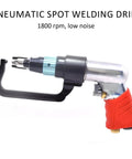 Air Powered Spot Weld Drill For Auto Body Sheet Metal Repair Pro Grade, 1800 RPM Welder With Four Bit Set, red grip