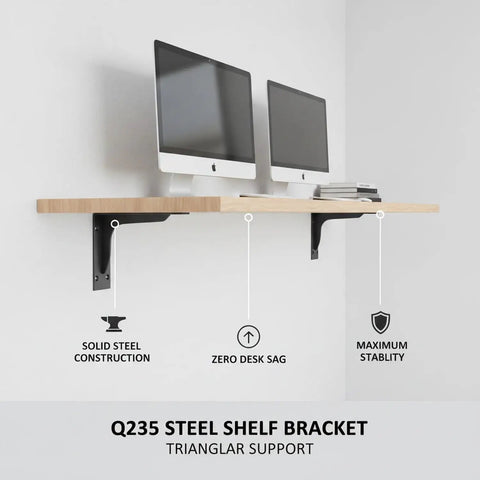 Heavy Duty Triangular Wall Bracket For Floating Desks And Shelves In Black Or White Finish Built With Q235 Steel For Rock Solid Support Of Monitors Books And Gear Easy Wall Mount 1 Pack