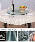 Dining table with Large Lazy Susan Turntable For Dining Table With Clear Tempered Glass, 360 Degree Rotating Tray, Smooth Bearing Swivel