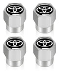 Toyota Tire Valve Stem Caps 4 Pack Aluminum Alloy Metal Covers With Belt O Ring Seal Black Durable Wheel Accessories