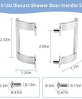 Genuine Grade Chrome Shower Door Handle Replacement Set For Sliding And Swinging Doors M 6158 Diecast dimensions with screws.