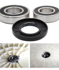 Heavy Duty Washer Seal Bearing And Tub Drum Shaft Assembly Kit For Samsung Models featuring two steel bearings and a rubber seal.