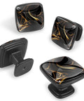 Abstract Marble Fluid Art Black Gold Drawer Pulls 4 Pack Clear ABS Glass Cabinet Handles With Screws for modern home upgrade