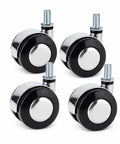 Four Pack Alloy Heavy-Duty Swivel Caster Wheels, 360 Degree Twin Wheel Casters With Plate Mount Or M8 Threaded Stem, black replacement wheels