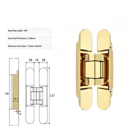 Door Hinge With 180 Degree Swing And 120Kg Load Capacity Concealed Recessed Mount For Thick Solid Doors No Visible Hardware