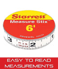 Adhesive Backed Tape Measure Stix For Quick, On The Fly Measurements On Your Workbench, Saw Table Or Drafting Desk, Half Inch By 6 Foot Imperial Tape With Right And Left Reading, red and yellow roll with a clear measurement scale