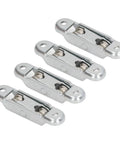 Heavy Duty Stainless Steel Double Wheel Roller Pulleys 4 Pack Dead Silent Glide Track Wheels For Sliding Closet Doors And Cabinet Windows Easy Swap Smooth Ride close-up of four stainless steel pulleys