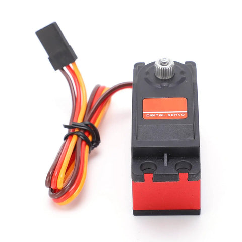 High Torque 14Kg Metal Gear RC Servo Motor Tailored For 1/10 Scale RC Drift Cars With 180 Degree Travel And Premium Red Aluminum Build with wires.