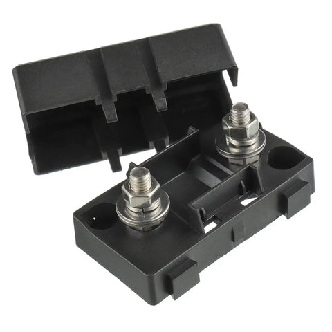 Top Shelf Heavy Duty 50 Amp Midi Fuse Holders And Bolt On High Current Screw Fuses Pack Of Two Zinc Terminals with open casing.