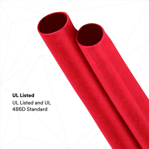 Heavy Wall Heat Shrink Cable Sleeves Red Industrial Grade Waterproof Wire Protection Covers For Direct Burial And Submersible Splices Pack Of Three, showing two red heat shrink tubes.