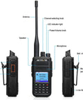 RT3S DMR Radio Dual Band Two Way Ham Radio With Cable OpenGD77 Support front and side views showing controls and features