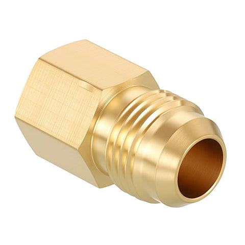 Brass Pipe Fittings Adapter Three Eighths Inch Male Flare To One Quarter Inch Female NPT Solid Brass Connector