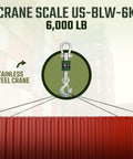 Heavy Duty Digital Crane Scale With Clear LCD Screen Built Tough For Real World Jobs Straight Shot Weighing Up To Six Thousand Pounds with stainless steel hook.