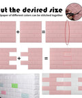 Pink 3D Peel And Stick Wall Panels Pack Of 20 Self Adhesive Waterproof Brick Foam For Interior Walls, customizable cut design guide