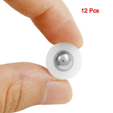 Close-up of a single unit from 12 Pack Mini Ball Transfer Bearing Units For Table Conveyors And Furniture Rollers, One Third Inch Ball Roller Wheels In Nylon And Stainless Steel