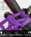 Durable Nylon Mountain Bike Pedals With DU Bearings Lightweight Platform Pedals For MTB And BMX Grippy Purple Color