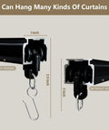 Heavy Duty Ceiling Curtain Track System With Wall Mount And Ceiling Mount No Sag 15 Feet Black Aluminum Track For Curtains And Room Dividers Includes Hooks Smooth Quiet Glide Pulleys Durable And Rust Resistant, with hooks