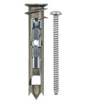 Self-Drilling Drywall Anchors And Screws Kit With Toggle Anchors And Zinc Plated Screws For Quick Secure Mounting Of Pictures Shelves Mirrors And Decor No Pre-Drilling Required Heavy Duty Hardware Set For Fast Mess-Free Installation showing an anchor and screw