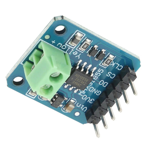 Top Shelf K Type Digital Thermocouple Module with green connector, SPI output, compact design for precise temperature readings.