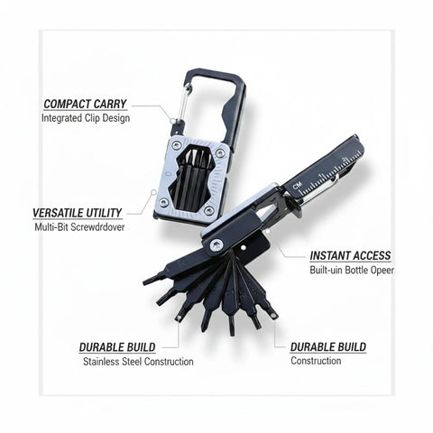 Compact Stainless Steel Multitool With Folding Screwdriver And Bottle Opener For Pocket Carry Everyday Carry Must Have Handy Tool