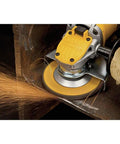 Powerful 9 Amp Four And A Half Inch Angle Grinder With Paddle Switch And 12,000 RPM Motor grinding metal edge