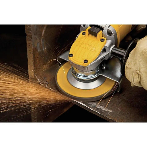 Powerful 9 Amp Four And A Half Inch Angle Grinder With Paddle Switch And 12,000 RPM Motor grinding metal edge