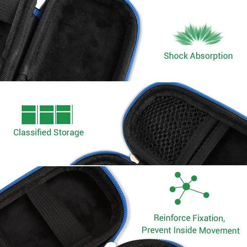 Premium Eva Zippered Hard Shell Carrying Case For Mp3 Players And Handheld Voice Recorders Fully Waterproof Dustproof interior detail showing shock absorption and classified storage.