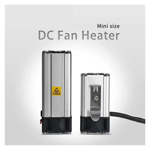 Heavy Duty Dc 24v Aluminum Cabinet Fan Heater With 200w Ptc Heating, mini size, showing heating elements and mounting clip.