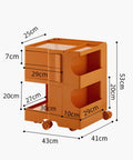 Ultra Slim Two Tier Rolling Utility Cart Smooth Glide Swivel Wheels Compact Abs Shelving Unit dimensions 53cm high, 43cm wide.