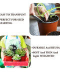 Hand using 100 Count 4 Inch Plastic Seed Starter Pots For Seedlings Cuttings And Transplants, with succulents in a bright room.
