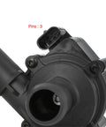 Close-up of Straight Up Beefy Electric Coolant Water Pump Engine Auxiliary Replacement with 3-pin connector fitting Audi models.