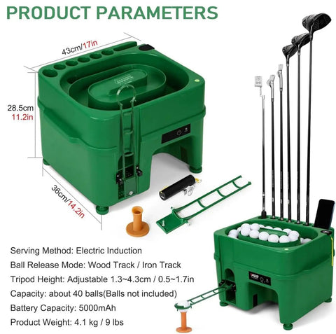 Electric Induction Golf Ball Tee Up Machine with Infrared Sensor, 40 Ball Capacity, 6 Ball Holders, Indoor Outdoor Use