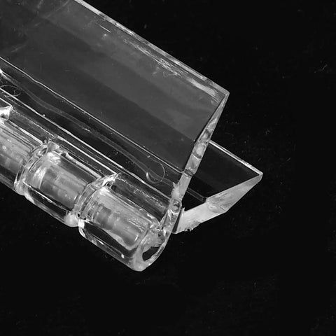 Close-up of acrylic hinge from 10 Pack Acrylic Folding Hinges For Jewelry Boxes And Display Cases, Heavy Duty Small Cabinet Hinges