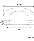 Premium Teak Handrail With Pre Drilled No Sweat Mounting For Tight Spaces Versatile Wall Grip Providing Solid Safety Support For Bathrooms Decks And Outdoor Porches Real Deal Quality, dimensions shown.