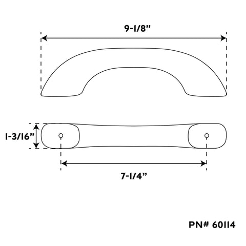 Premium Teak Handrail With Pre Drilled No Sweat Mounting For Tight Spaces Versatile Wall Grip Providing Solid Safety Support For Bathrooms Decks And Outdoor Porches Real Deal Quality, dimensions shown.