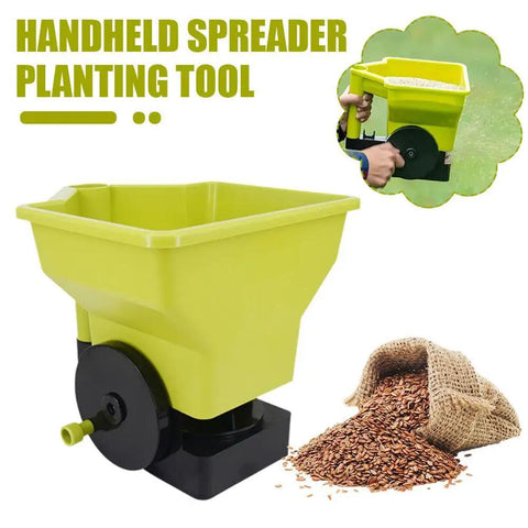 Handheld Grass Seed Spreader For Lawns And Gardens Reusable Fertilizer And Salt Broadcast Spreader Ergonomic Grip Adjustable Dial