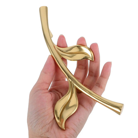 Ergonomic Metal Cabinet Handles And Drawer Pulls For Cabinets, Wardrobes, Closets And Dressers, gold finish in hand