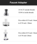 Faucet adapter with multiple thread sizes and dimensions for Burst Proof Water Inlet Hose For Portable Washing Machines Universal Fit