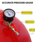 Pressure gauge and valves on Sierra Squad 20 Gallon Waste Oil Drain Tank Portable Fluid Transfer Drum.