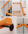Adjustable Stainless Steel Railing Posts And Black Powder Coated Deck Railing Kit For Indoor Stairs Outdoor Porch Steps Floor Mount Baluster System with wooden handrails