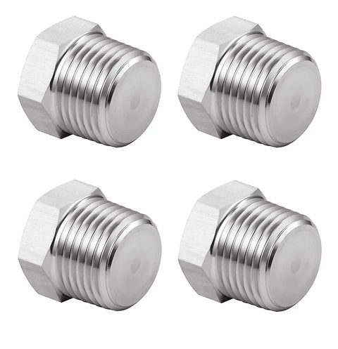 Outer Hex Head Pipe Plug Fitting 3 By 8 NPT Male Stainless Steel 304 Pack Of 4, heavy duty leak-proof threaded plumbing plugs.