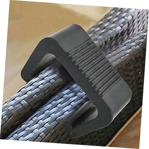 Close-up of Eight Piece Outdoor Furniture Clips Set For Rattan Chairs And Sofas Easy Install No Slip Grip on woven material