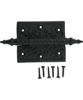 3.5 Inch Black Wrought Iron Cabinet Butt Hinge With Old School Victorian Steeple Tip Rust Resistant Flush Mount Hardware