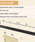 Installation steps for 8 Foot Sliding Barn Door Hardware Kit With Low Clearance Aluminum Box Rail For Wooden Interior Barn Doors Quiet Slick Sliding Track Easy To Install Black